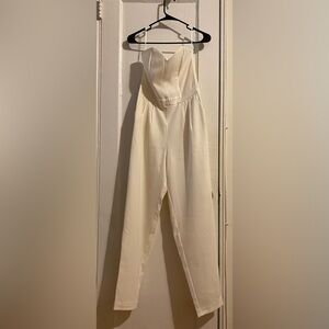 White Strapless Jumpsuit with Sweetheart Neckline